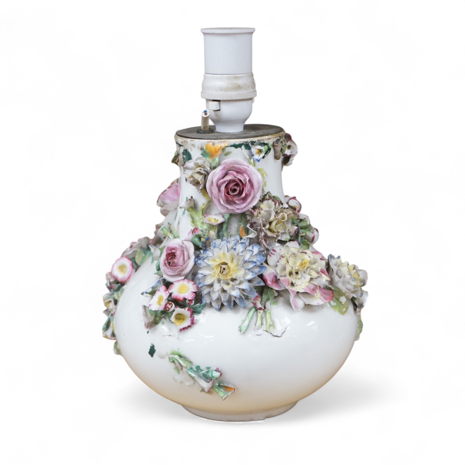 A Jacob Petit vase, mid 19th century, mounted as lamp, 20cm to porcelain rim